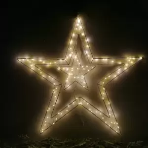80cm Premier Light Up Double Star Christmas Decoration with 140 LED in Warm White