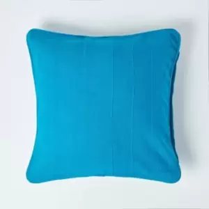 Cotton Rajput Ribbed Teal Cushion Cover, 45 x 45cm - Blue - Homescapes