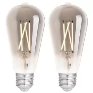 4lite WiZ Connected LED Smart ST64 Filament Bulb Smoky ES (E27) Tuneable White & Dimmable - Twin Pack