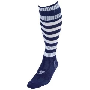 Precision Navy/White Hooped Pro Football Socks Adult - UK 7-11