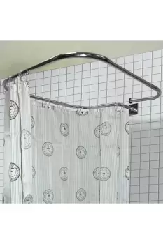'Loop' Square Stainless Steel Rectangular Shower Rail And Curtain Rings