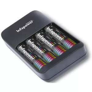 Infapower 4 Channel USB Home Battery Charger + 4 x AA 1300mAh Batteries