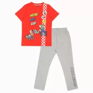 Super Mario Boys Here We Go Pyjama Set (9-10 Years) (Red/Heather Grey)