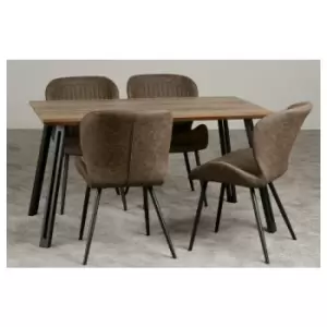 Quebec Straight Edge Dining Set Brown PU Leather Chairs