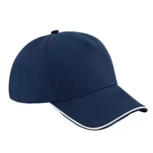 Beechfield Adults Unisex Authentic 5 Panel Piped Peak Cap (One Size) (French Navy/White)