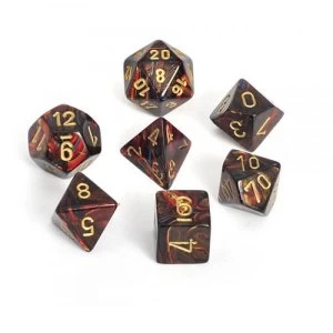 Chessex Poly 7 Dice Set: Scarab Blue Blood/gold