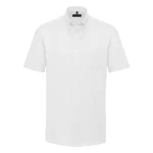 Russell Collection Mens Short Sleeve Easy Care Oxford Shirt (16.5inch) (White)