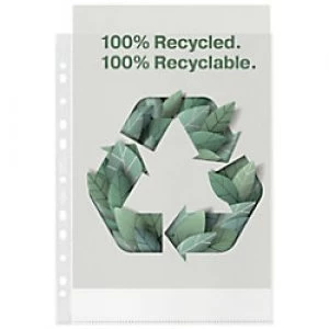 Rexel 100% Recycled Punched Pockets A4 Embossed Polypropylene 70 Micron Pack of 100