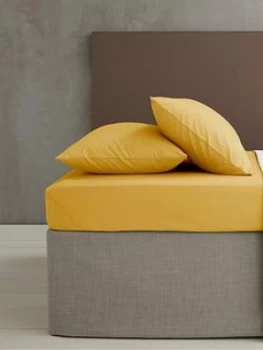 Catherine Lansfield Non-Iron Double Extra Deep Fitted Sheet ; Ochre