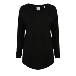 SF Womens/Ladies Long Sleeve Slounge Top (XS) (Black)
