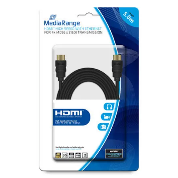 MediaRange MediaRange HDMI Cable with Ethernet 18Gbit 5M Black MRCS158 MRCS158
