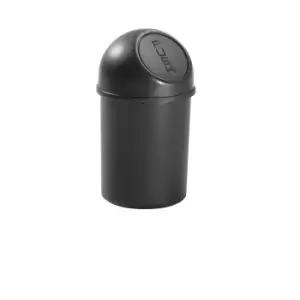 helit Push top waste bin made of plastic, capacity 6 l, HxØ 375 x 216 mm, black, pack of 6