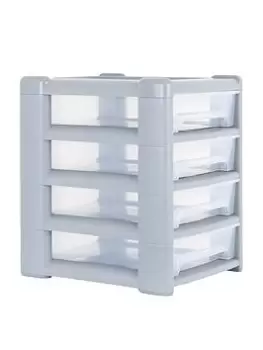Wham Shallow 4-Drawer Storage Unit In Light Grey