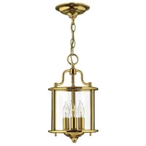 3 Light Small Ceiling Lantern Pendant Polished Brass, E14