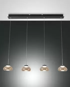 Arabella LED Straight Bar Pendant Ceiling Light Amber Glass