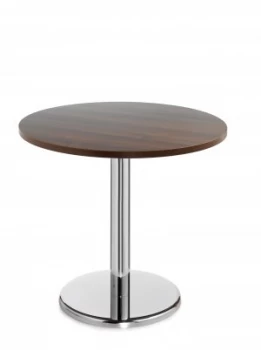 Pisa Circular Table With Round Chrome Base 800mm - Walnut