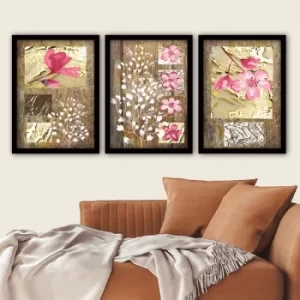 3SC121 Multicolor Decorative Framed Painting (3 Pieces)