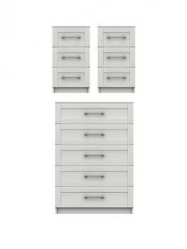 Regal Ready Assembled 3 Piece Package - 5 Drawer Chest And Set Of 2 Bedside Chests