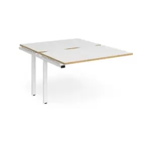 Bench Desk Add On Rectangular Desk 1200mm With Sliding Tops White/Oak Tops With White Frames 1600mm Depth Adapt
