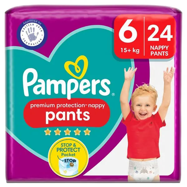 Pampers Premium Protection Nappy Pants Size 6 24 Nappies