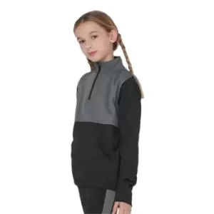 Finden & Hales Childrens/Kids Quarter Zip Fleece Top (11-12 Years) (Black/Gunmetal Grey)