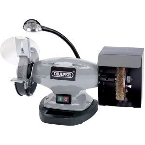 Draper 150mm 370W Bench Grinder with Wire Wheel and LED Worklight