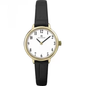 Accurist Octagon White Dial Black Leather Strap Ladies Watch 8267