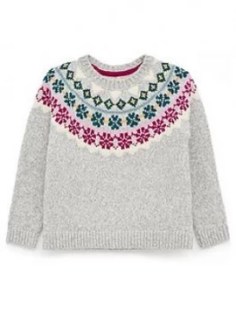 White Stuff Girls Winter Frost Knitted Jumper - Light Grey, Light Grey, Size Age: 9-10 Years