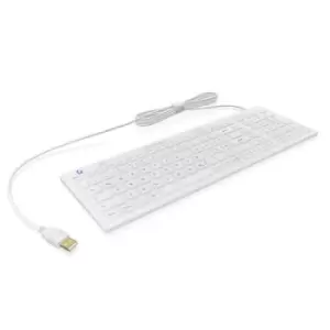 ICY BOX KSK-6031INEL-Wh Corded Antibacterial keyboard German, QWERTZ White Dustproof, Splashproof, Backlit