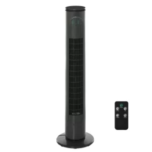 HOMCOM 30'' Freestanding Tower Fan, 3 Speed 3 Mode, 10h Timer, 70 Degree Oscillation, LED Light, 5M Remote Controller, Dark Grey