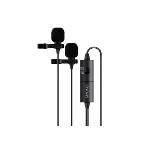 Maono Lavalier Tie-Clip On Lapel Microphone Dual Head 3.5mm 4 Pole Jack 0.25" Adapter
