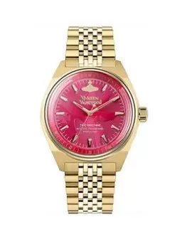 Vivienne Westwood Lady Sydenham Ladies Quartz Watch with Hot Pink Dial & Gold Stainless Steel Bracelet, Gold, Women