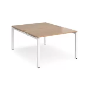 Bench Desk 2 Person Starter Rectangular Desks 1200mm Beech Tops With White Frames 1600mm Depth Adapt