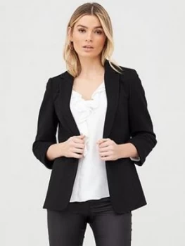 Wallis Ribbed Turn Back Cuff Jacket - Black, Size 14, Women