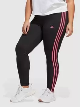 adidas Sportswear 3 Stripe Leggings - Plus Size - Black/Pink, Size 2X, Women