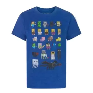 Minecraft Official Boys Sprites Characters T-Shirt (7-8 Years) (Blue)