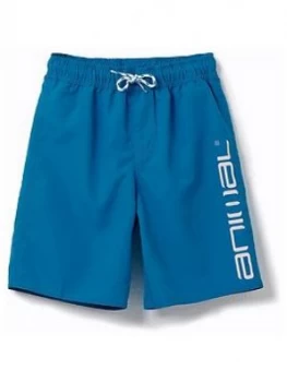 Animal Boys Tannar Logo Swim Shorts - Blue, Size Age: 9-10 Years