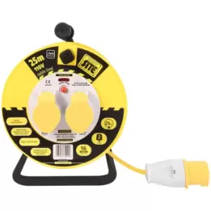 Masterplug LVCT2516/2-MP 25M 2 Socket Open Cable Reel Yellow Extension Lead