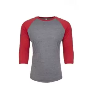Next Level Adults Unisex Tri-Blend 3/4 Sleeve Raglan T-Shirt (XL) (Vintage Red/Premium Heather)