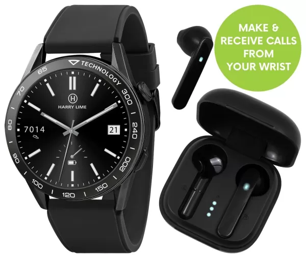 Harry Lime Black Calling Smartwatch and Earbud Set