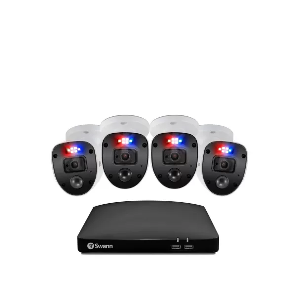 Swann Enforcer 4 Camera 8 Channel DVR Security System Full HD 1080p Smart Home Security Camera - White