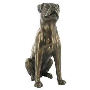 Boxer Dog Sitting Cold Cast Bronze Sculpture 23cm