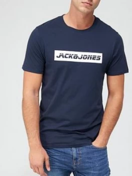 Jack & Jones Box Logo T-Shirt - Navy Blazer