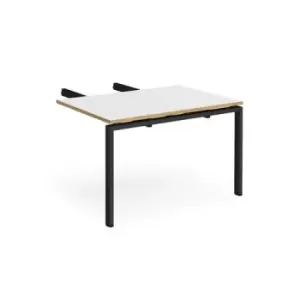 Adapt add on unit double return desk 800mm x 1200mm - Black frame and white top with oak edge