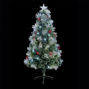 Premier Decorations Premier Ltd Silver Snow Tipped Tree with White LED Pinecones Berries - 1.5m