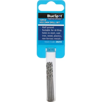 Bluespot - 20255 10 Piece 2mm HSS Drill Set