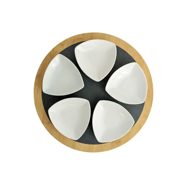 Hestia Set of 5 Ceramic Dishes with Round Slate Tray Multi