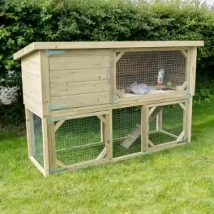 6'4 x 2'5 Forest Hedgerow Wooden 2-Tier Rabbit Hutch (1.94m x 0.74m)