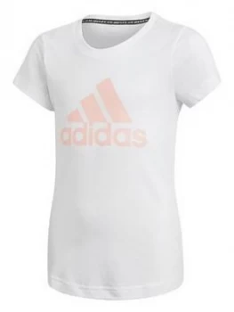 adidas Girls Badge Of Sport T-Shirt - White, Size 9-10 Years, Women
