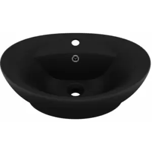 Luxury Basin Overflow Oval Matt Black 58.5x39cm Ceramic Vidaxl Black